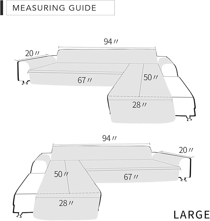 Easy-Going Sofa Slipcover L Shape Sofa Cover Sectional Couch Cover Furniture Protector Mat for Pets Dog Cat (Large,Light Gray/Light Gray)