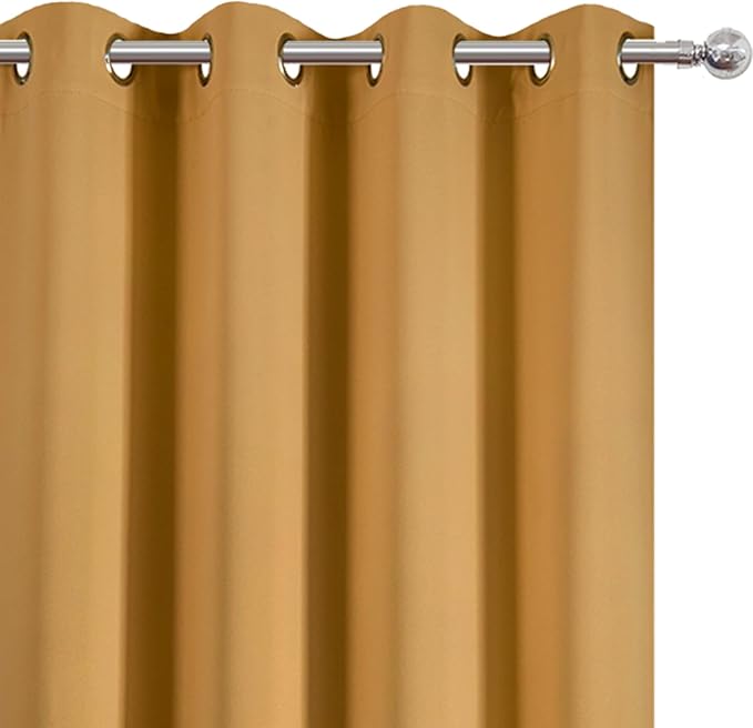 LEMOMO Mustard Yellow Thermal Blackout Curtains/52 x 45 Inch/Set of 2 Panels Room Darkening Curtains
