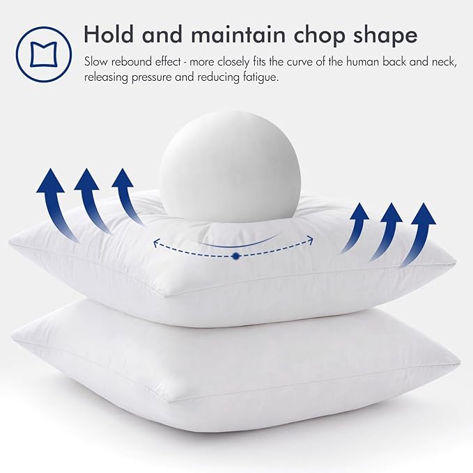 MIULEE Pillow Inserts 22x22 (Pack of 4,White), Down Feather Throw Pillow Inserts, Premium Fluffy Stuffer Throw Pillows Cotton Fabric for Sofa Bed Couch