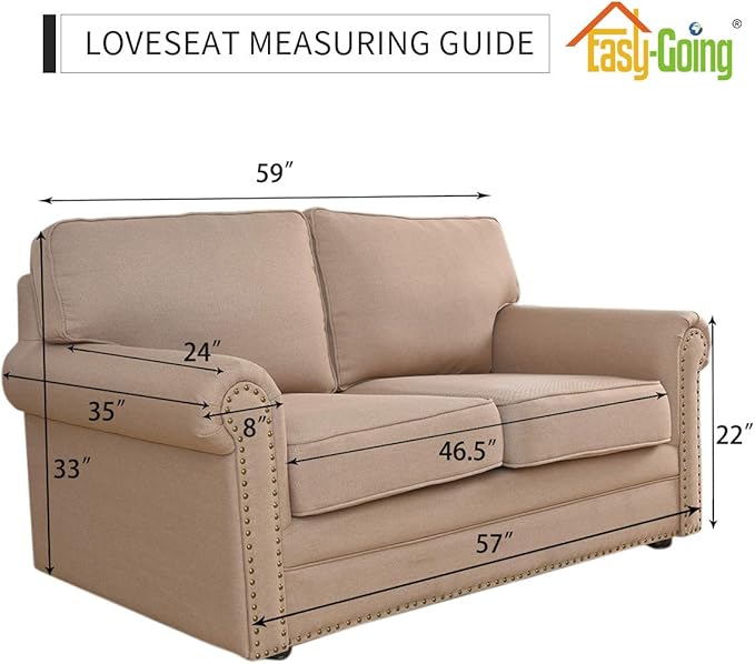Easy-Going Reversible Loveseat Couch Cover for 2 Cushion Couch Sofa Cover for Dogs Water Resistant Furniture Protector with Foam Sticks Elastic Straps for Pet (Loveseat, White/White)