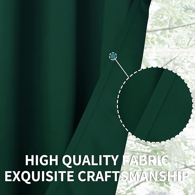 BGment Blackout Curtains for Kids Bedroom - Grommet Thermal Insulated Room Darkening Curtains for Living Room, Set of 2 Panels (42 x 72 Inch, Emerald)