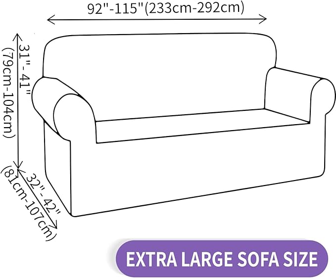 ZNSAYOTX Oversized Super Stretch Couch Cover (92"-115"), New Striped Sofa Covers Comfortable & Durable, Dog Cat Pets Friendly Extra Large Spandex Sofa Slipcovers (Pea Green, XL Sofa)