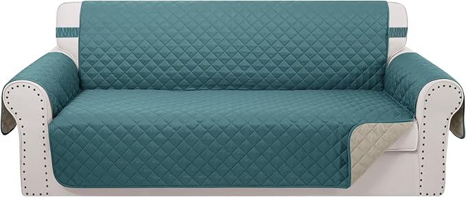 Reversible Sofa Covers Couch Cover Furniture Protector for Dogs Elastic Straps Water Resistant(Sofa,Blue/Beige)