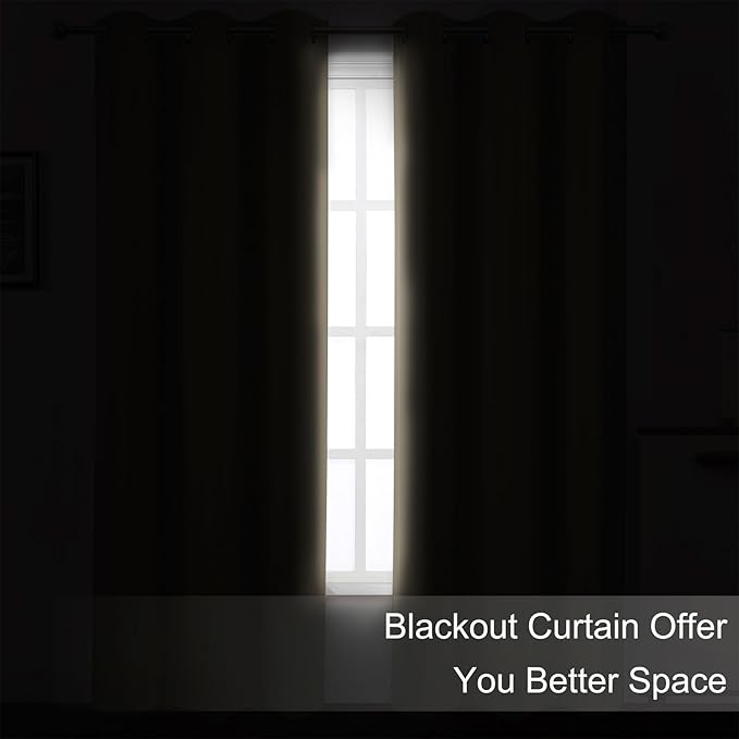 LEMOMO Blackout Curtains 52 x 84 inches Long Khaki Curtains Set of 2 Panels Thermal Insulated Room Darkening Curtains for Bedroom