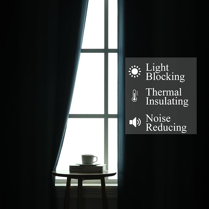 Estelar Textiler Navy Blue and Black Ombre Blackout Curtains 72 Inches Long, Full Room Darkening Grommet Curtains for Bedroom, Thermal Insulated Light Blocking Gradient Drapes, 42Wx72L, 2 Panels