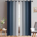 Yakamok Room Darkening Ombre Curtains 96 Inch Length, Navy Blue and Greyish White Thermal Insulated Gradient Color Curtains,Light Blocking Grommet Window Drapes for Bedroom,52 Inch Width,2 Panels