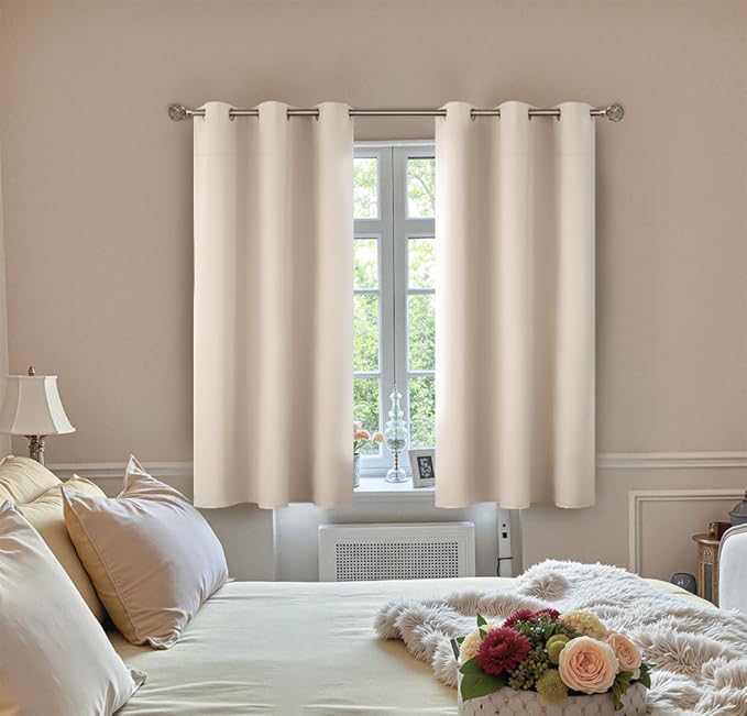 BGment Champagne Curtains 63 Inch Long - Wedding & Party Backdrop Drapes Elegant Room Darkening Thermal Insulated Window Treatments for Birthday Home Decor, Set of 2 Panels, 42 x 63 Inch