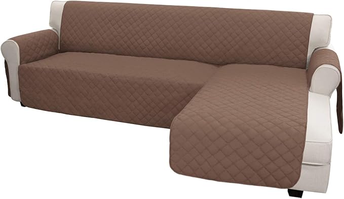 Easy-Going Sofa Slipcover L Shape Sofa Cover Sectional Couch Cover Furniture Protector Mat for Pets Dog Cat (X-Large,Brown/New Brown)