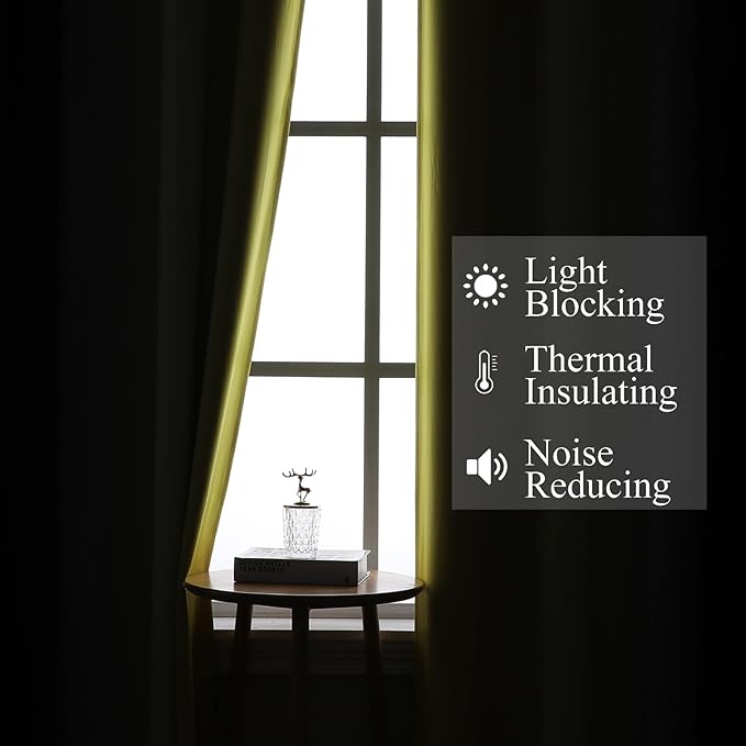 Estelar Textiler Black and Yellow Ombre Blackout Curtains for Bedroom, Room Darkening Energy Saving Grommet Curtains for Living Room, Thermal Insulated Gradient Blackout Drapes,52Wx84L,2 Panels