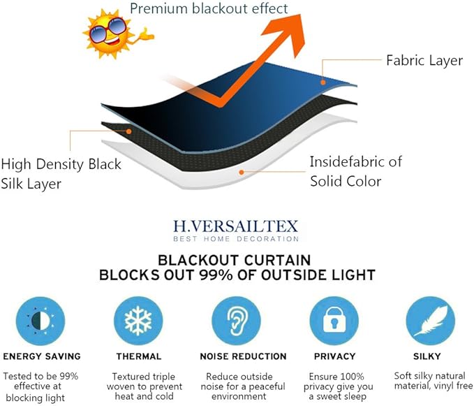 H.VERSAILTEX Blackout Patio Curtains 100 x 108 Inches for Sliding Door Extral Wide Blackout Curtain Panels Thermal Insulated Room Divider - Grommet Top, 9' Tall by 8.5' Wide - Plum Purple