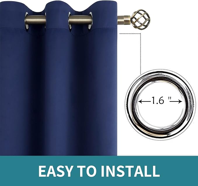 BGment Blackout Curtains for Bedroom - Grommet Thermal Insulated Room Darkening Curtains for Living Room, Set of 2 Panels (38 x 84 Inch, Navy Blue)