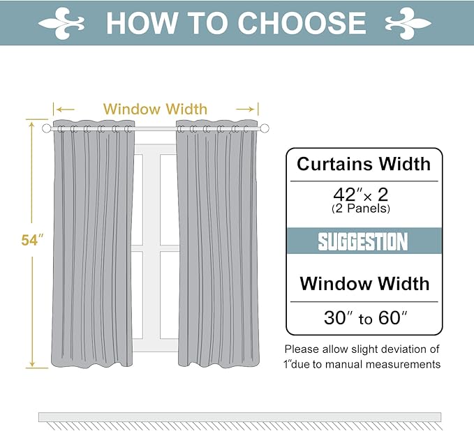 ChrisDowa 100% Blackout Curtains for Bedroom with Black Liner, 2 Thick Layers Total Blackout Thermal Insulated Grommet Small Window Curtains 2 Panels Set (Brown, 42 x 54 Inch)