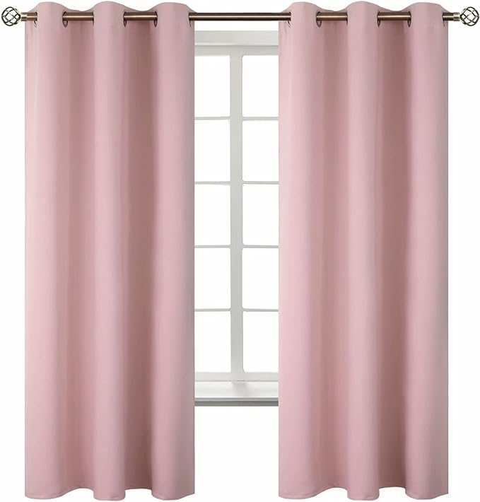 BGment Baby Pink Curtains for Girls Room - Nursery Room Darkening Thermal Insulated Grommet Top Elegant Modern Window Treatment, 2 Panels, 42 x 63 Inch