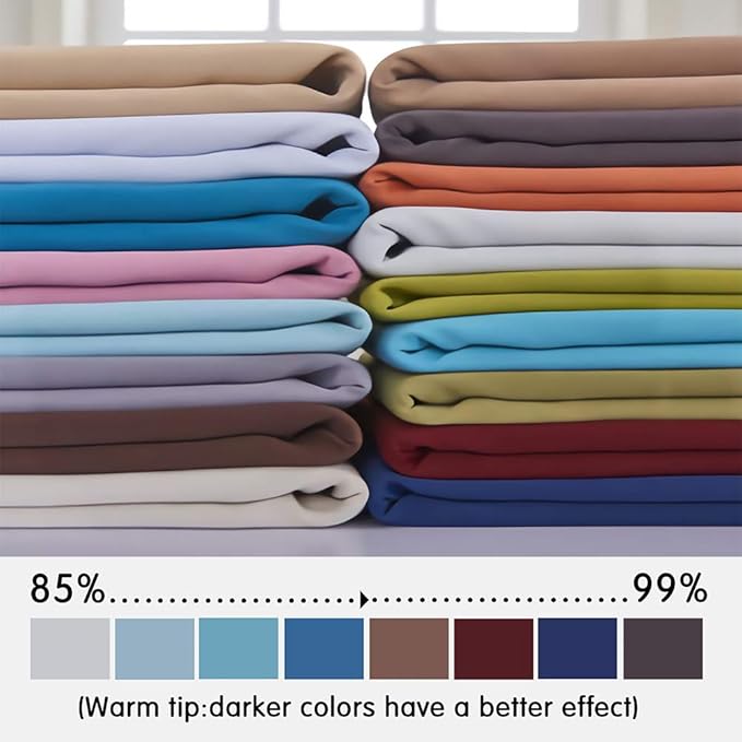 Yakamok Curtains 63 Inch Length Room Darkening Thermal Insulated Soft and Smooth Curtain with Grommet for Living Room(2 Panels,52Wx63L, Light Beige)