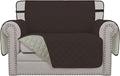 Easy-Going Reversible Chair Cover Washable Sofa Cover for Dogs Water Resistant Couch Slipcover Furniture Protector Cover with Adjustable Straps for Pets (Chair 30 in, Chocolate/Beige)