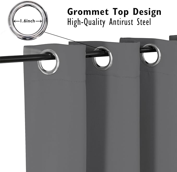 ChrisDowa Blackout Curtains 102 inches Long for Bedroom - 2 Panels Set Grommet Thermal Insulated Room Darkening Curtains for Living Room (Grey, 52 x 102 Inch)