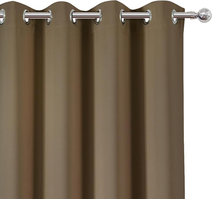 LEMOMO Blackout Curtains 66 x 95 inch/Brown Curtains Set of 2 Panels/Thermal Insulated Room Darkening Bedroom Curtains