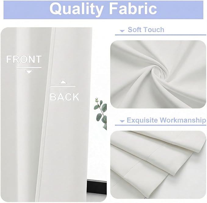 Simplebrand Ava Light Beige Light Filtering Curtains for Bedroom 72 Inch Length 2 Panels Set, Privacy Thermal Insulated Rod Pocket Door Window Curtains for Patio French Door Front Door, W40 x L72 Inch