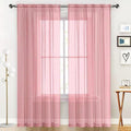 SpaceDresser Sheer Voile Window Treatment Rod Pocket Curtain Panels for Kitchen Bedroom Living Room Drapes Sunlight Filtering Privacy Semi Home Decor Assorted Colors Sizes (Blush, 52 W x 54 L)