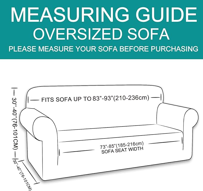 U-NICE HOME Stretch Couch Cover Sofa Cover Sofa Slipcover Furniture Protector for 4 Cushion Couch Sofa Pet Friendly(Oversized Sofa, Light Blue)