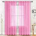 SpaceDresser Basic Rod Pocket Sheer Voile Window Curtain Panels Pink 1 Pair 2 Panels 60 Width 96 Inch Long for Kitchen Bedroom Children Living Room Yard（Pink, 60W x 96L）