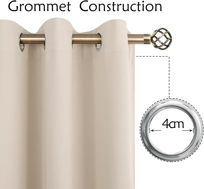 BGment Blackout Curtains - Grommet Thermal Insulated Room Darkening Bedroom and Living Room Curtains, Set of 2 Panels (46 x 72 Inch, Champagne)