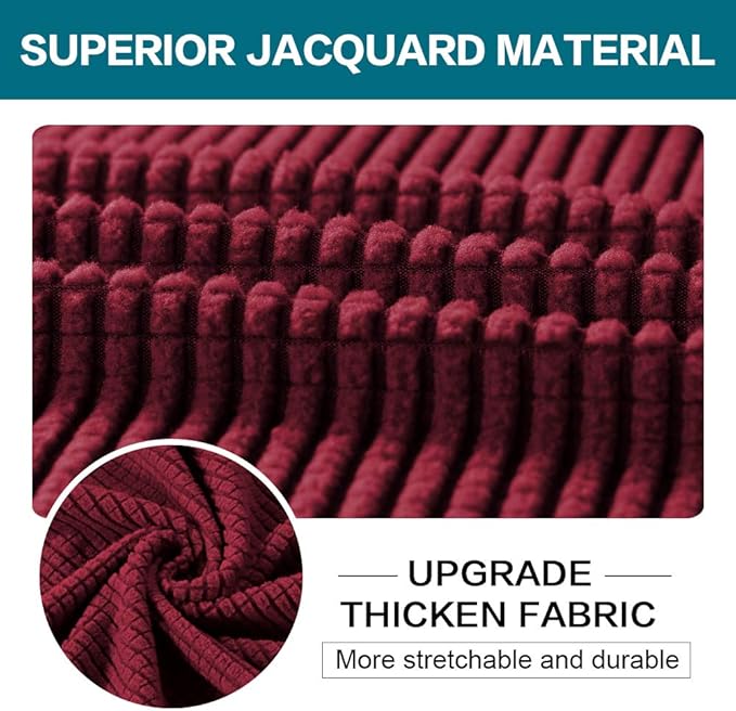 Turquoize 3 Piece Sofa Covers for 2 Cushion Couch Sofa Slipcover Soft Couch Cover for Dogs-Washable Sofa Furniture Covers with 2 Individual Cushion Covers, Thick Jacquard Fabric (Loveseat, Burgundy)