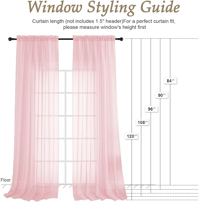 OVZME Blush Pink Bedroom Curtains 2 Panel Sets 90 Inch Length, 59 Inch Extra Wide Light Filtering Light Weight Soft Window Treatment Panels for Study Room Living Room Guest Room, 59Wx90L Inches