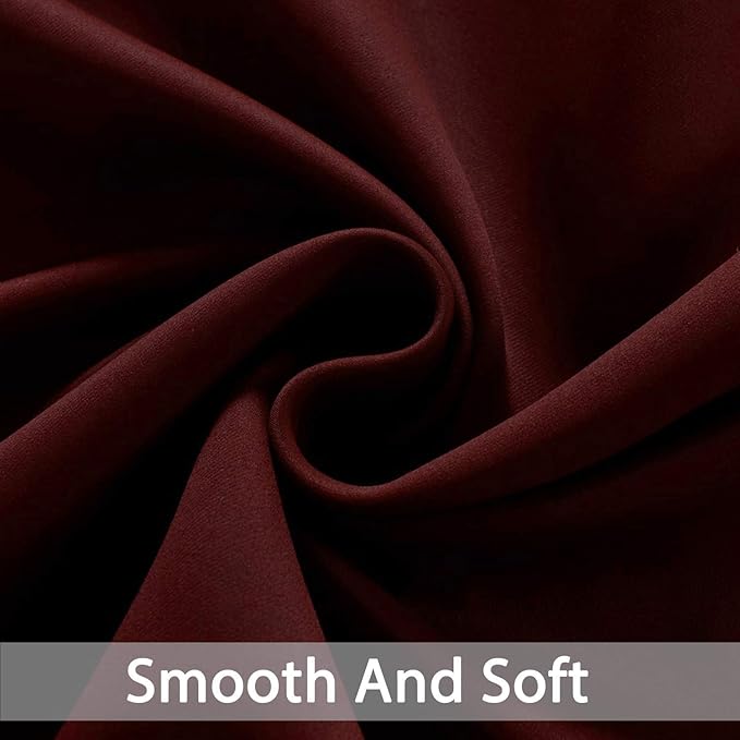 Yakamok Blackout Curtains for Bedroom, Thermal Insulated Blackout Window Curtains with Grommet Top for Living Room- Burgundy Red- 52W x 84L -2 Panels