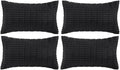 Fancy Homi 4 Packs Boho Black Decorative Throw Pillow Covers 12x24 Inch for Living Room Couch Bed Sofa, Rustic Modern Farmhouse Home Decor, Soft Plush Corduroy Cute Square Cushion Case 30x60 cm