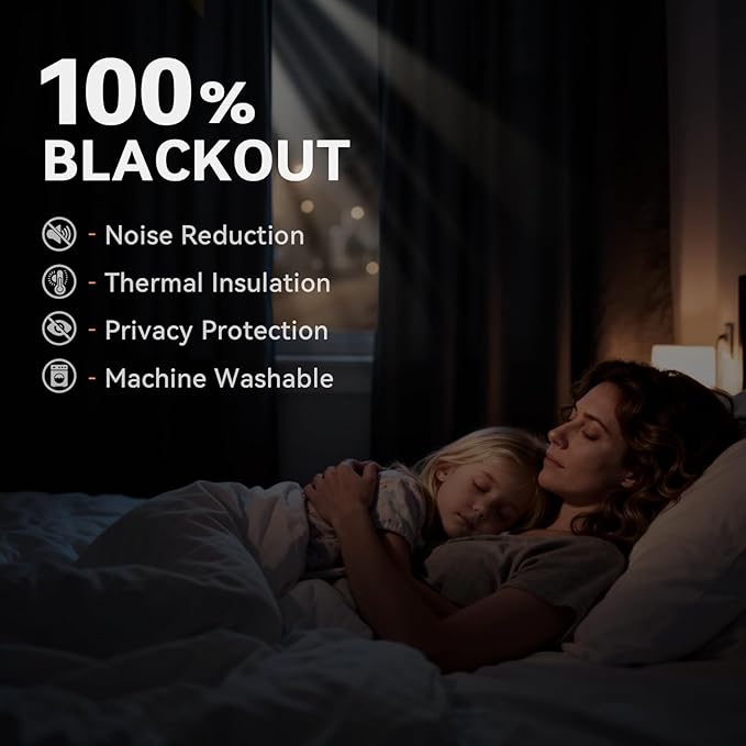 100% Blackout Shield Total Blackout Curtains Faux Linen Textured Thermal Insulated Grommet Singal Layer Window Curtains for Bedroom/Living Room(50"W x 63"L, 2 Panels, Gray)