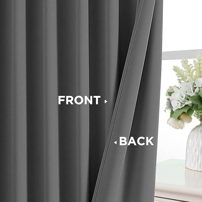 Joydeco Blackout Curtains 95 Inch Length 2 Panels Set, Thermal Insulated Long Curtains& Drapes 2 Burg, Room Darkening Grommet Drapes for Living Room Bedroom Window (Light Grey, W52 x L95 Inch,)