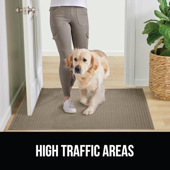 GORILLA GRIP® Ultra Absorbent Front Door Mat Outside Entrance, 35x23, Traps Dirt and Moisture, HydroABSORB Indoor Outdoor Doormat Holds Up to 5.7 Cups Water, Stain and Fade Resistant Welcome Mat Beige