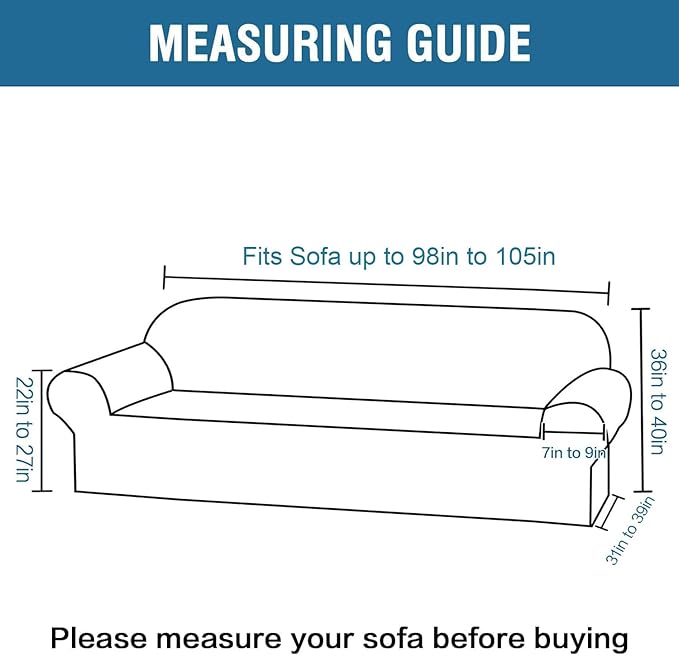 H.VERSAILTEX Stretch Velvet Sofa Covers Large Couch Covers Furniture Protector Soft with Non Slip Elastic Bottom, Feature Thick Comfy Rich Velour (Extra Large Sofa 98"-105", Coco Mocha)