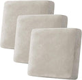 H.VERSAILTEX Velvet Stretch Couch Cushion Cover Plush Cushion Slipcover for Chair Loveseat Sofa Cushion Furniture Protector Seat Cushion Sofa Cover (3 Piece XL Sofa Cushion Covers, Oatmeal)
