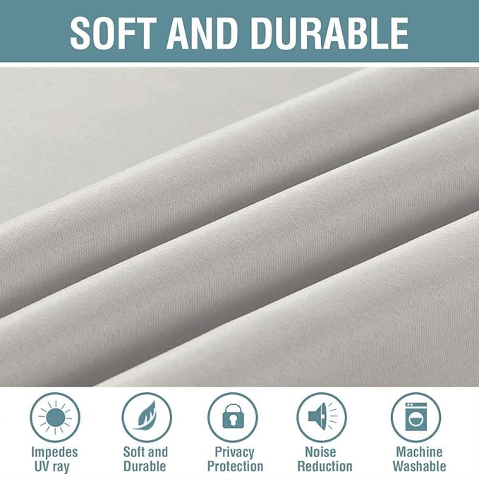 H.VERSAILTEX Blackout Curtain for Living Room Thermal Insulated Window Treatment Curtain Extra Long 84 inch Length Energy Saving Solid Grommet Top Blackout Drape, One Panel, Stone, 52" W x 90" L