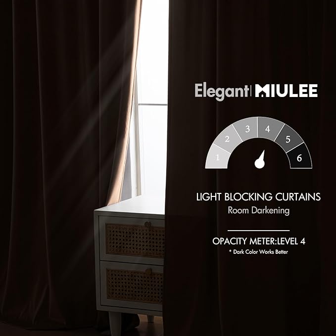 MIULEE Blush Beige Velvet Curtains 90 inches - Luxury Blackout Curtains for Bedroom Living Room Thermal Insulated Super Soft Window Drapes Rod Pocket & Back Tab, W52 x L90 inches, 2 Panels