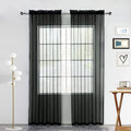 SpaceDresser Sheer Voile Window Treatment Rod Pocket Curtain Panels for Kitchen Bedroom Living Room Drapes Sunlight Filtering Privacy Semi Home Decor Assorted (Black, 52 W x 84 L)