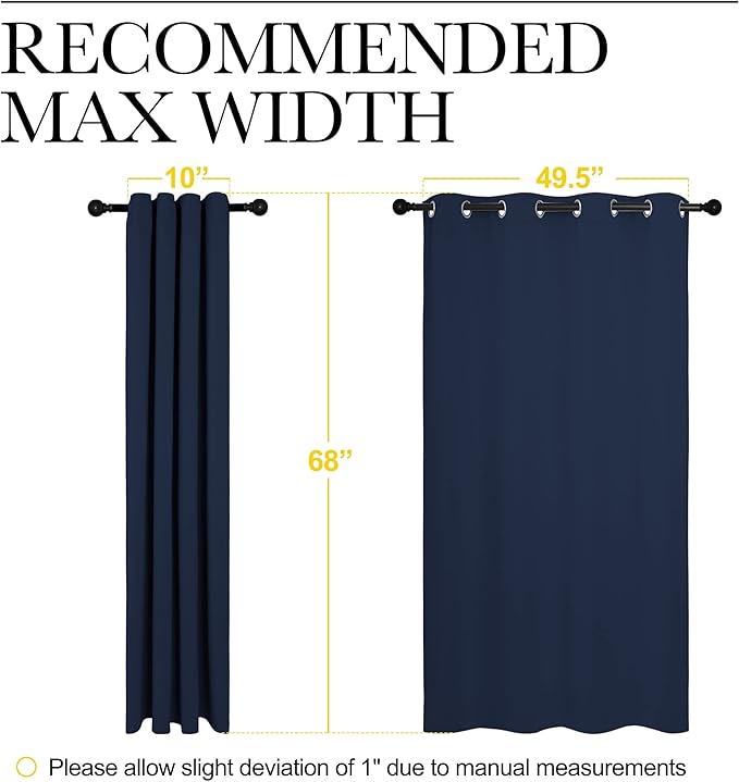 NICETOWN Blackout Draperies Curtains, All Season Thermal Insulated Solid Grommet Top Blackout Curtains/Drapes for Kid's Room (Navy, 1 Pair, 55 x 68 inches)