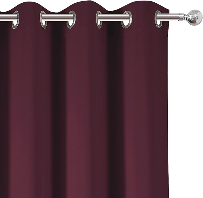 LEMOMO Burgundy Red Thermal Blackout Curtains/52 x 72 Inch/Set of 2 Panels Room Darkening Curtains for Bedroom