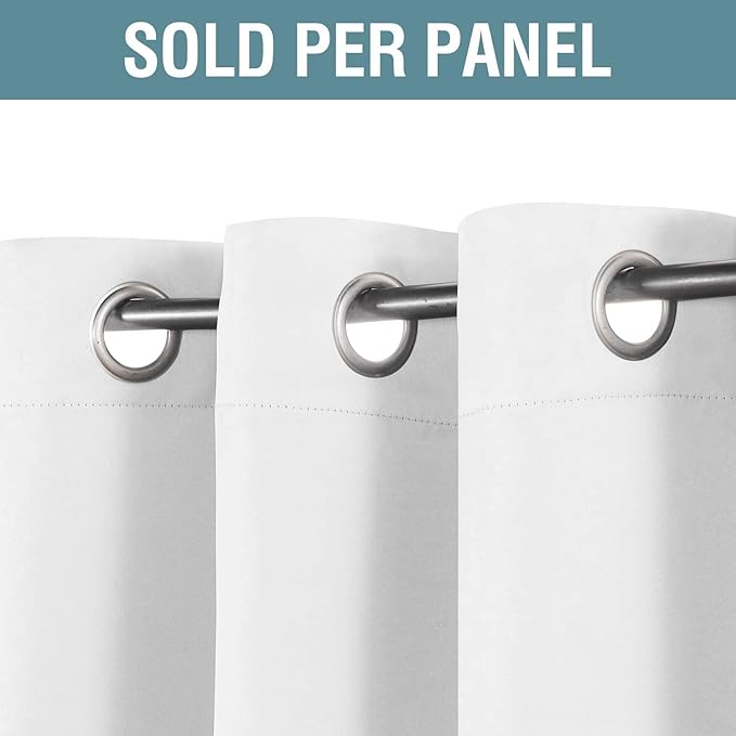 H.VERSAILTEX White Curtain 84 inches Long for Living Room Thermal Insulated Christmas Curtains Window Treatment Panel Bedroom Curtain for Door Thermal Curtains for Winter - One Panel - Grommet, White