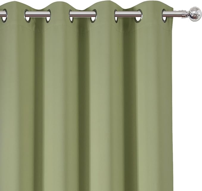 LEMOMO Sage Green Thermal Blackout Curtains/52 x 54 Inch/Set of 2 Panels Room Darkening Curtains for Bedroom