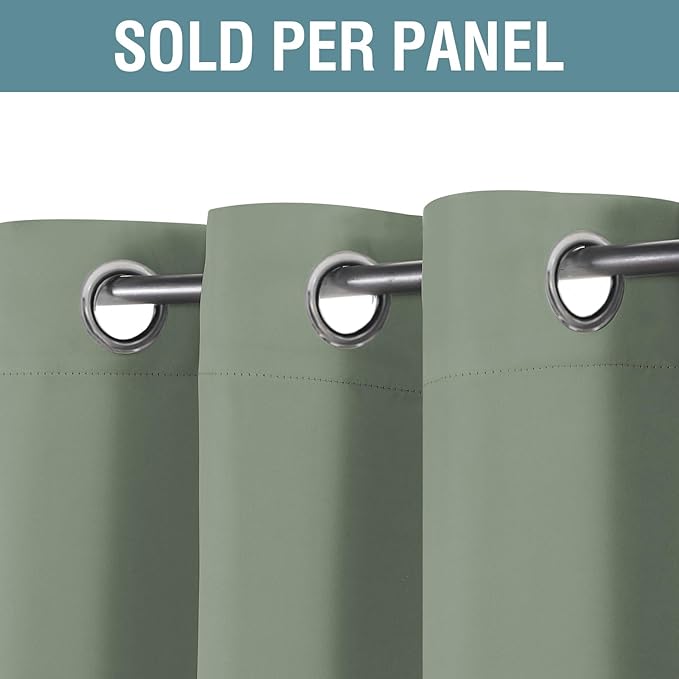 H.VERSAILTEX Blackout Curtain for Living Room Small Window Kitchen Blackout Curtains 45 inch Length Energy Saving Solid Grommet Blackout Drape, One Panel, Cyan, 52" W x 45" L