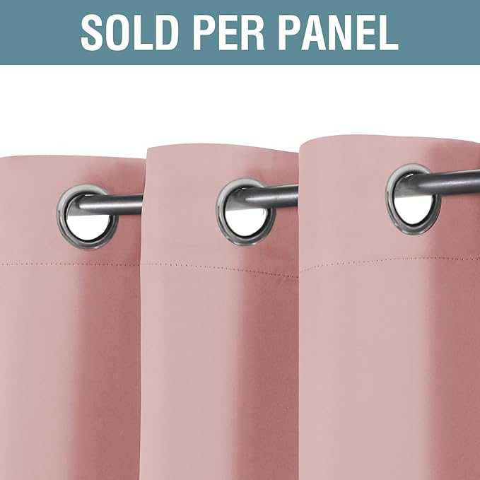 H.VERSAILTEX Pink Blackout Curtain for Living Room Thermal Insulated Window Treatment Curtain Extra Long 120 inch Length Energy Saving Solid Grommet Blackout Drape, 1 Panel, Baby Pink, 52" W x 120" L
