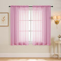 Light Pink Window Sheer Curtains 45 Inches Length, Voile Short Curtains for Living Room Bedroom, Modern Soft Window Drapes 2 Panels Set, Top Dual Rod Pocket Design, 2x42Wx45L Inches