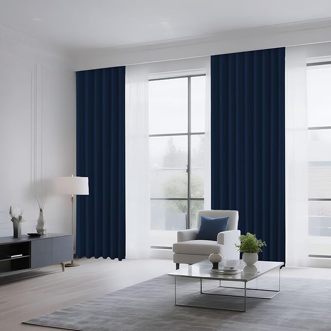CUCRAF Navy Blue Blackout Curtains 72 inch Length 2 Panels Set, Rod Pocket Room Darkening Drapes for Bedroom Living Room, Insulated Thermal Light Blocking Window Curtain (W52 x L72 Inch)