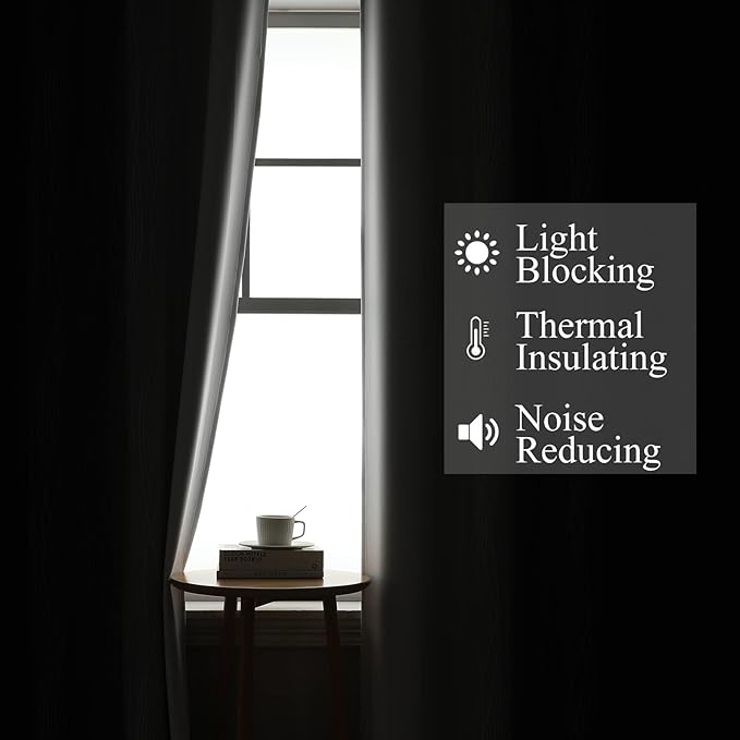 Estelar Textiler Black and Greyish White Blackout Curtains 45 Inch Length, Light Blocking Gradient Drapes for Bedroom, Thermal Insulated Grommet Ombre Curtains for Bathroom,42Wx45L,2 Panels