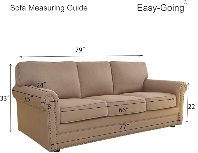 Easy-Going Stretch Sofa Slipcover 1-Piece Sofa Cover Furniture Protector Couch Soft with Elastic Bottom for Kids, Polyester Spandex Jacquard Fabric Small Checks (Sofa, Light Gray)