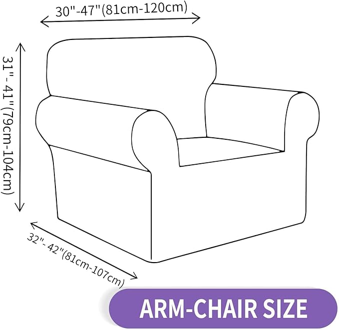 ZNSAYOTX Chair Cover with Arms (30"-47"), New Striped Sofa Chair Covers for Living Room, Dogs Pet Friendly Anti-Slip Chair Protector Spandex Armchair Slipcovers (Light Coffee, Chair)