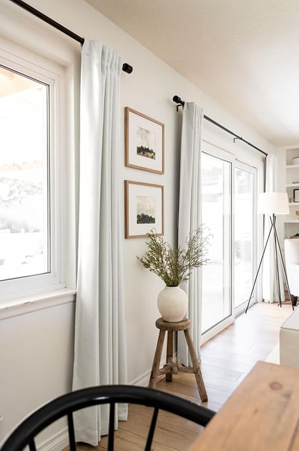 100% Blackout Shield Linen Blackout Curtains for Bedroom 96 Inches Long, Back Tab/Rod Pocket Living Room Drapes, Thermal Insulated Blackout Curtains 2 Panels Set, 50" W x 96" L, Beige